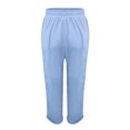 thumbnail image 4 of Dpytoraw Ladies Summer Elastic High Waist Solid Color Linen Wide Leg Loose Pants Stretch Casual Pants Women BU1 M, 4 of 4