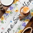 thumbnail image 3 of Spring Wildflowers Table Runner 60 Inches, Watercolor Floral Leaf Wood Grain Bed Runner Dresser Scarves Tabletop for Indoor Outdoor Parties/Ceremony/Banquet, 13" x 60", 3 of 8
