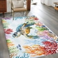 thumbnail image 4 of Rectangle Area Rug 4x6ft,Sea ​​turtle Ocean Coral Starfish Shell Washable Carpet Non-Slip Runner Accent Rugs Indoor Floor Mat for Bedroom Living Room Decor,Summer Blue Ocean, 4 of 9