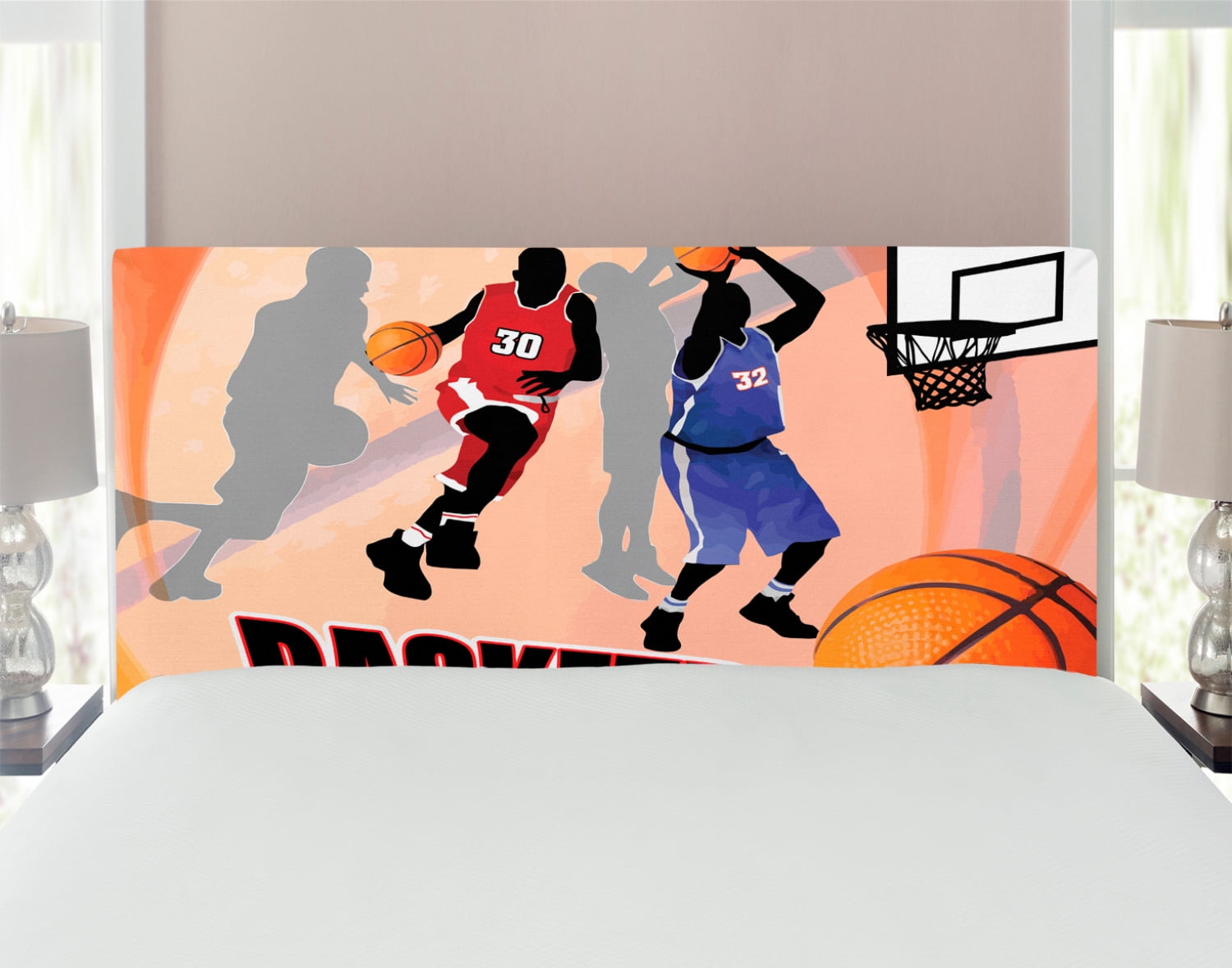 Basketball Headboard, Basketball Action Players on Abstract Background
