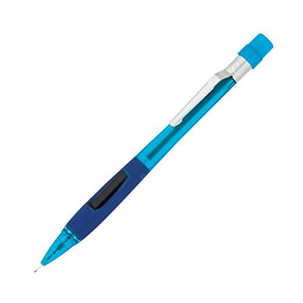 Pentel Quicker Clicker Automatic Pencil, 0.5mm Lead Size, Transparent Blue Barrel, Box of 12 (PD345T-C)