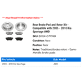 thumbnail image 2 of Rear Brake Pad and Rotor Kit - Compatible with 2005 - 2010 Kia Sportage AWD 2006 2007 2008 2009, 2 of 2