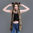 thumbnail image 6 of Augper Animal Hood Scarf 3-in-1 Women Faux Fur Plush Winter Hoodie Hats Scarf Ears Hat Gloves Mittens Pocket Earflap Long Scarf Shawl Wraps Neck Warmer, 6 of 7