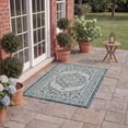 thumbnail image 3 of SAFAVIEH Courtyard Avi Traditional Indoor/Outdoor Area Rug, 2' x 3'7", Light Grey/Teal, 3 of 10