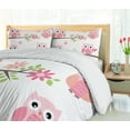 thumbnail image 5 of Ambesonne Owl Duvet Cover Sets, Spring Floral Owls, 2-King, White Green Pink, 5 of 7