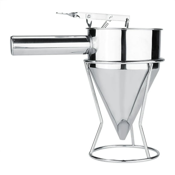 Funnel Stainless Steel,Stainless Steel Conical Funnel With Frame,Ring Stand Storage Filter Metal Funnel Stainless Steel Baking Funnel Cake Desserts Cooking Tools with Rack for Home Kitchen Bakery Use