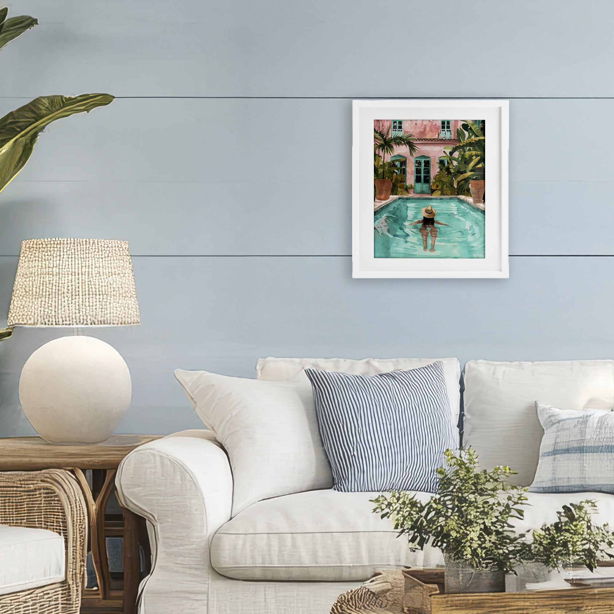 Stupell Industries Girl Swimming In Pool White Framed Print Under Glass, design by The Prints Vibe