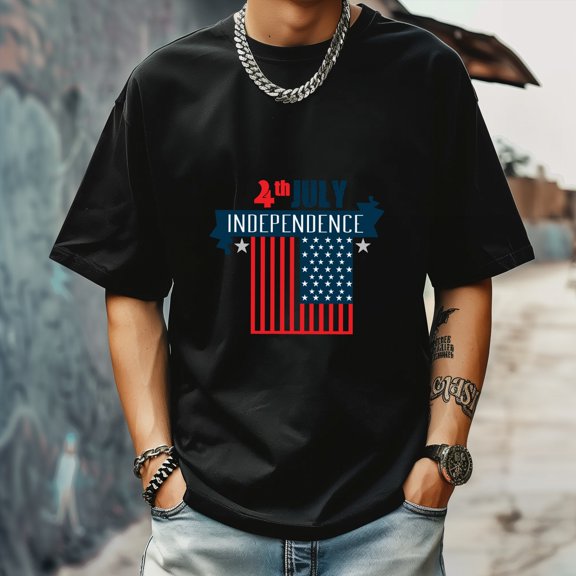 Men's T Shirt Round Neck Patterned Tee Summer New Sports Shirt Vintage Style Gift for Friends XS