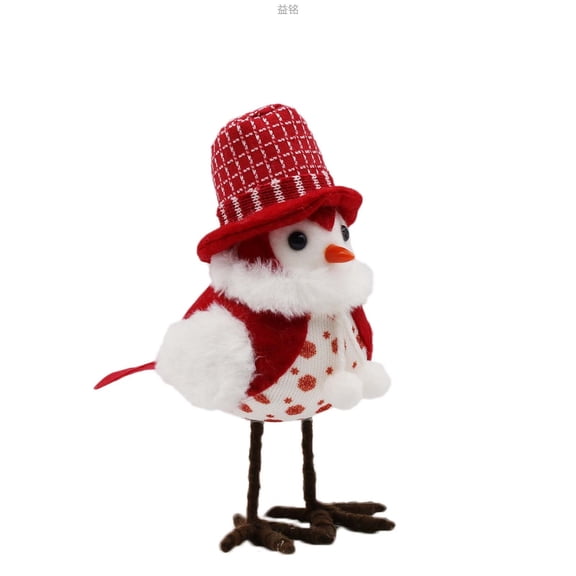 Christmas Bird Figurines Table Decorations Xmas Plush Birds Ornaments with Festive Hats for Fireplace Mantel Kitchen Tabletop Holiday Party Winter Home Decor
