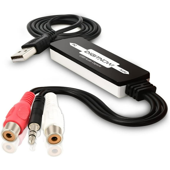 DIGITNOW USB Audio Capture Card Grabber for Vinyl Cassette Tapes to MP3 Converter, Support Mac & Windows 10/8.1/8 / 7 / Vista/XP