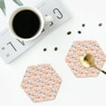thumbnail image 4 of Lsque Cute Ducks In Hats Pattern 4" Drink Coasters Set of 4, PVC Leather Absorbent Coasters, Table Coaster Set Decorative Coffee Cup Coasters Housewarming Gift -Hexagon, 4 of 6