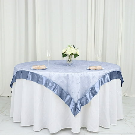 

BalsaCircle 60 x 60 Dusty Blue Embroidered Sheer Organza Table Overlays Tablecloth