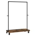 thumbnail image 1 of Benjara BM221277 Wood & Metal Frame Clothes Rack with 1 Shelf & Casters, Brown & Black, 1 of 5