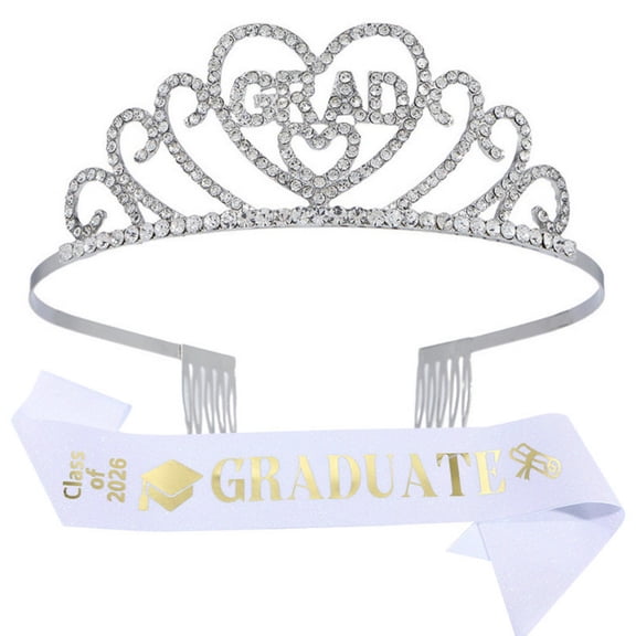2026 Graduation Decorations Party Supplies Kit, Queen Crowns for Women Sash Set Graduation Party Decorations, Tiaras for Women Class of 2026 Decorations