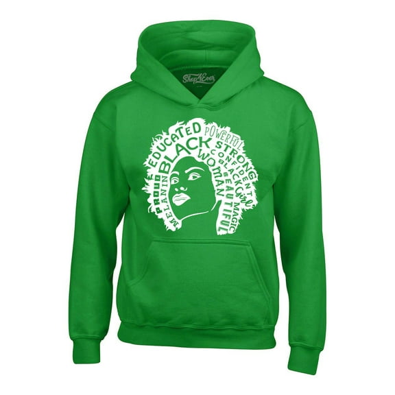 Shop4Ever Men's African American Woman Afro Word Cloud Hooded Sweatshirt Hoodie X-Large Irish Green