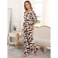 thumbnail image 4 of MINTREUS Lounge Sets for Women Knit Short Sleeve V-neck Tops and Long Pants Soft Comfy Pajamas Set Oversized 2 Piece Outfits, 4 of 8