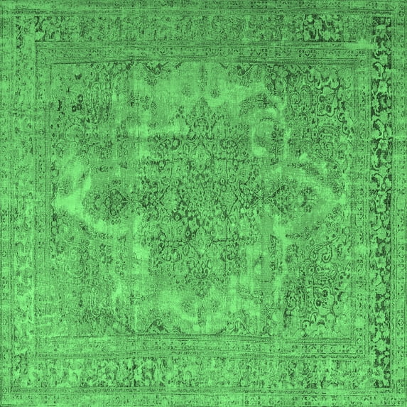 Ahgly Company Indoor Square Persian Emerald Green Bohemian Area Rugs, 6' Square