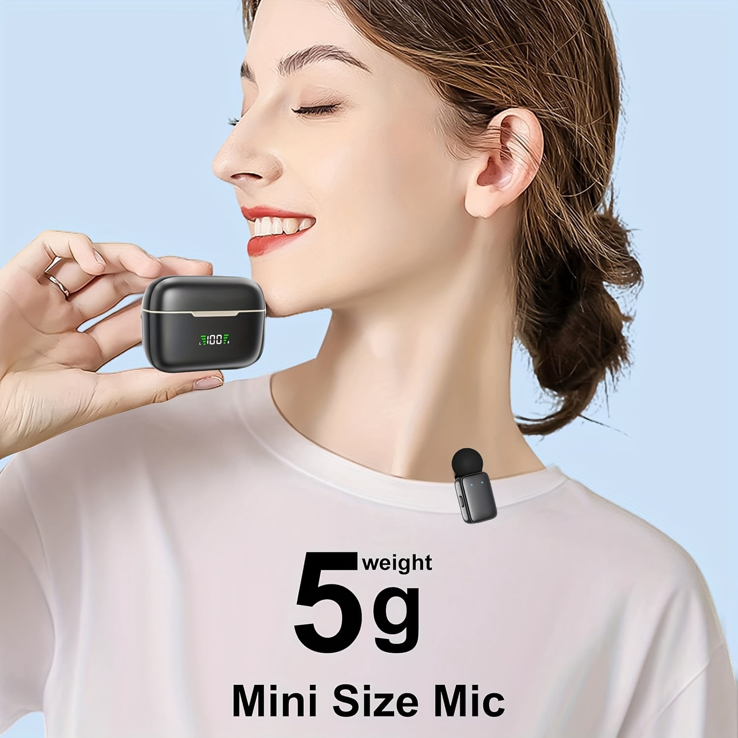 Wireless Clip-On Mini Microphone with Charging Case - Portable Lavalier Mic for Vlogging, Streaming, Podcasts & Meetings