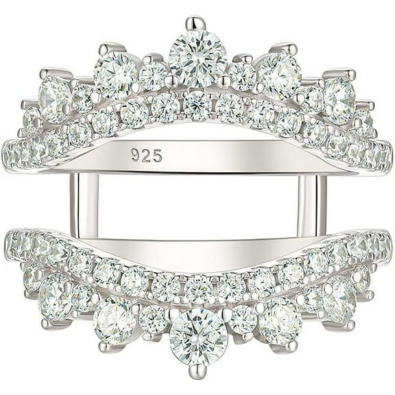 2.00Ct Round Cut Lab Created Diamond Wedding Enhancer Wrap Guard Band 14k White Gold Plated 925 Sterling Sliver