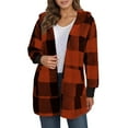 thumbnail image 3 of Jacket Women Autumn Winter Casual Fashion Hooded Plaid Jackets Winter Coats for Women Brown XL, 3 of 4