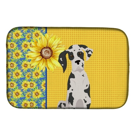 

Summer Sunflowers Harlequin Great Dane Dish Drying Mat 14 in x 21 in