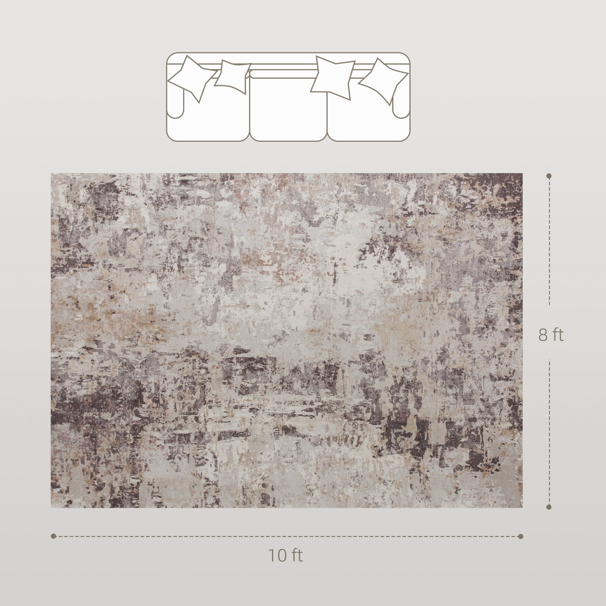 Area Rug 120.1"x96.1" Chenille Soft Non-Slip TPR Backing Machine Washable Rug for Living Room Bedroom