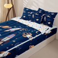 thumbnail image 3 of Manfei Cartoon Rocket Planets Zipper Twin Comforter Sets with Fitted Sheet and 2 Pillowcases,Celestial Space Stars Zipper Bedding Set,Blue,Colorful Stars Reversible,4pcs, 3 of 8