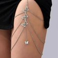 thumbnail image 1 of Boho Layered Butterfly Leg Chain Vintage Butterfly Pendant Thigh Chain Silver Tassel Body Chain Elastic Thigh High Chain Festival Summer Beach Body Ch, 1 of 4