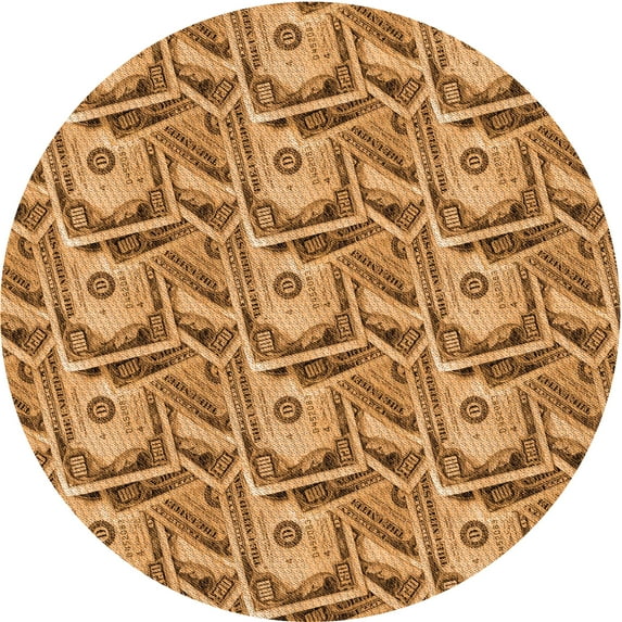 Ahgly Company Indoor Round Patterned Cantaloupe Orange Area Rugs, 8' Round