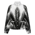 thumbnail image 5 of Jackets for Women Winter Coat Jackets Flannel Stand Collar Jacket(Palm Leaf Silhouette Art,Size:S-4XL), 5 of 7
