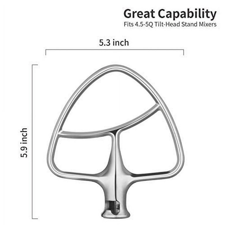 4.5-5QT Stainless Steel Flat Beater for KitchenAid Stand Mixer, Kitchen Aid  Paddle Attachment Accessories/No coating/Dishwasher Safe Replacement for