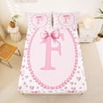 thumbnail image 5 of Manfei Cute Pink Bow Full Size Sheets For Girls,Letter F Monogram Bed Sheets For Kids,4 Pieces, 5 of 6