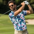 thumbnail image 2 of Uorisanigo Hawaii Hibiscus Matching Couple Outfits Golf Shirts for Men Short Sleeve 1/4 Zip Up Dry Fit Collared Tops and Womens Golf Dress with Shorts Pockets Sports Dress with Pockets, 2 of 8