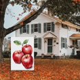 thumbnail image 4 of Fall-featured Hand Drawn Washable Porch Flag, Apples Fruits Watercolor Versatile Garden Decoration Durable Fall Vintage Yard Flag for Lawn Backyard Decoration, (28x40 Inch), 4 of 6