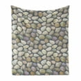 thumbnail image 1 of Cobblestone Soft Flannel Fleece Throw Blanket, Pebble Stonewall Graphic Illustration Soft Pastel Color Wet Looking Rubbles, Cozy Plush for Indoor and Outdoor Use, 50" x 60", Multicolor, by Ambesonne, 1 of 6