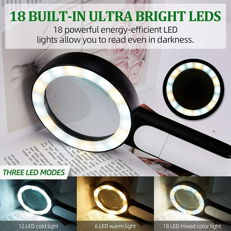 30X double layer optical Magnifying Glass With 3 LED 1 UV Light