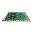 thumbnail image 2 of Ahgly Company Machine Washable Indoor Square Oriental Turquoise Blue Industrial Area Rugs, 6' Square, 2 of 4