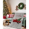 thumbnail image 2 of Merry Christmas Flannel Blanket for Bed,Travel and Camping, Christmas Tree Truck Wood Grain Gray Super Soft Cozy Blanket for All Seasons 30"x 40", 2 of 6