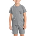 thumbnail image 2 of SGFCWSX Boys 2 Piece Outfits Summer Crew Neck Pocket T Shirt Elastic Waist Shorts Set for Kids Gray Size 7, 2 of 8