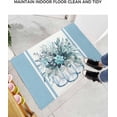 thumbnail image 6 of Shag Bath Rugs Succulent Eucalyptus Leaves Blue Plush Soft Fluffy Doormat Floor Carpet,Non-Slip Living Room Bedroom Kitchen Entryway Door Mats Pastoral Plant White Stripes, 6 of 6