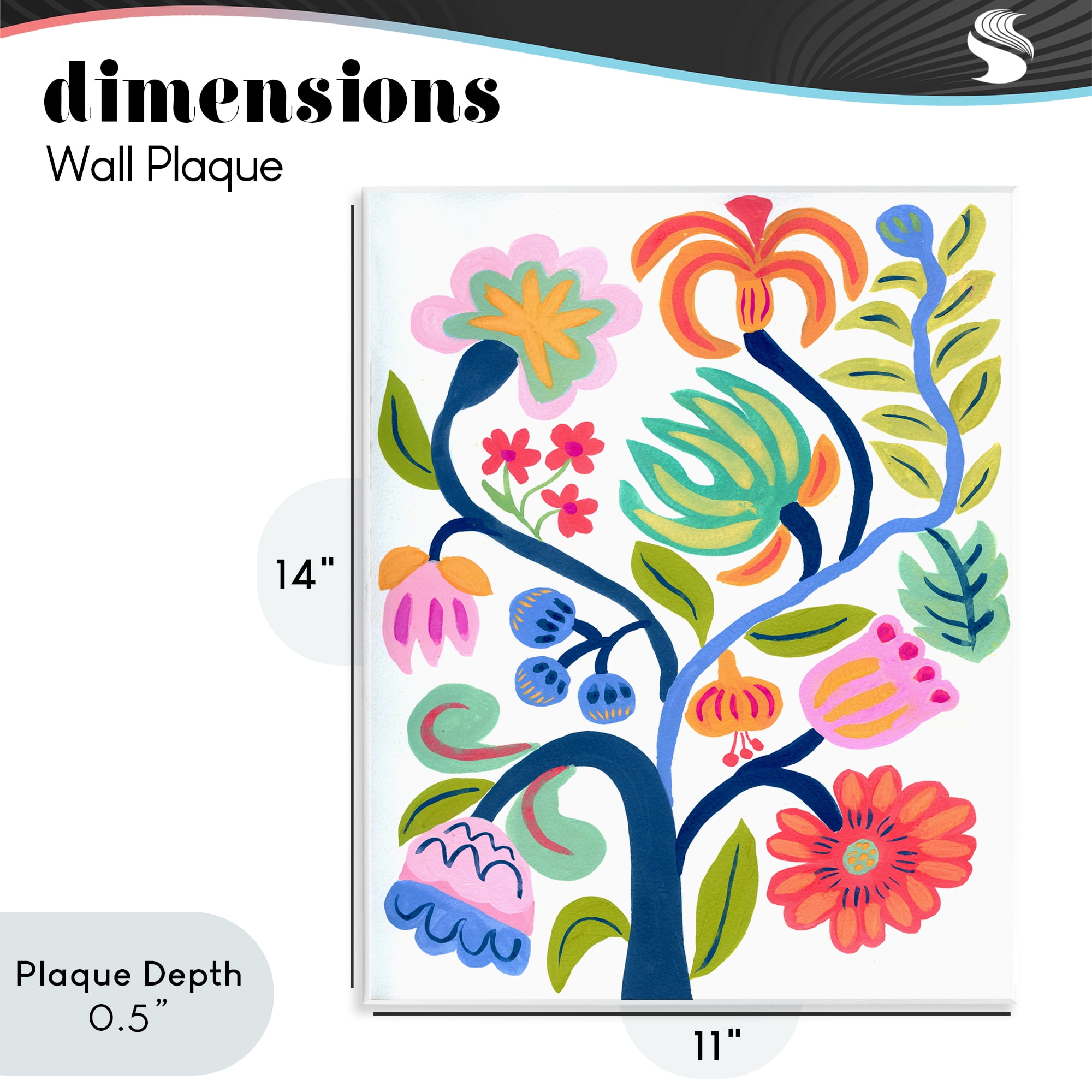 Stupell Industries Boho Blue Tree Wall Plaque Art, design by Suzanne Allard