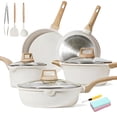 thumbnail image 1 of 18 Piezas Juego de Sartenes - Bateria de Cocina Sartenes Antiadherentes con Tapa de Cristal, Ollas de Cocina para Placas de Inducción y Gas, Sartenes Minimalistas (Beige), 1 of 7