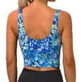 thumbnail image 3 of Lsque Vibrant Blue Floral Printed Women'S Sports Bra, Compression, Moisture Wicking, High-Impact Sports Bra For Women,Supportive sports bra-XX-Large, 3 of 9