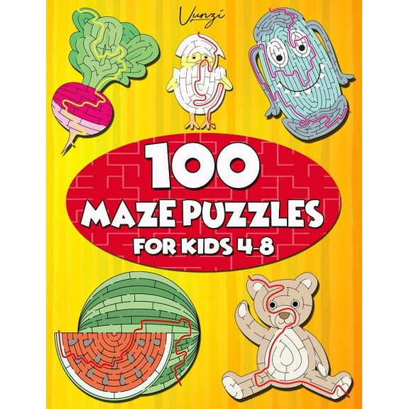 Books for Kids 100 Maze Puzzles for Kids 4-8: Maze Activity Book for Kids. Great for Developing Problem Solving Skills, Spatial Awarene, Book 5, (Paperback)