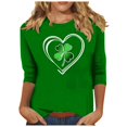 thumbnail image 1 of Hauts Tuniques pour Femmes Grande Taille, Mode pour Dames, Imprimé de la Saint-Patrick, Imprimé Décontracté, Col Rond, Manche de 7 Pouces, Haut pour Femme Vert P, 1 of 4