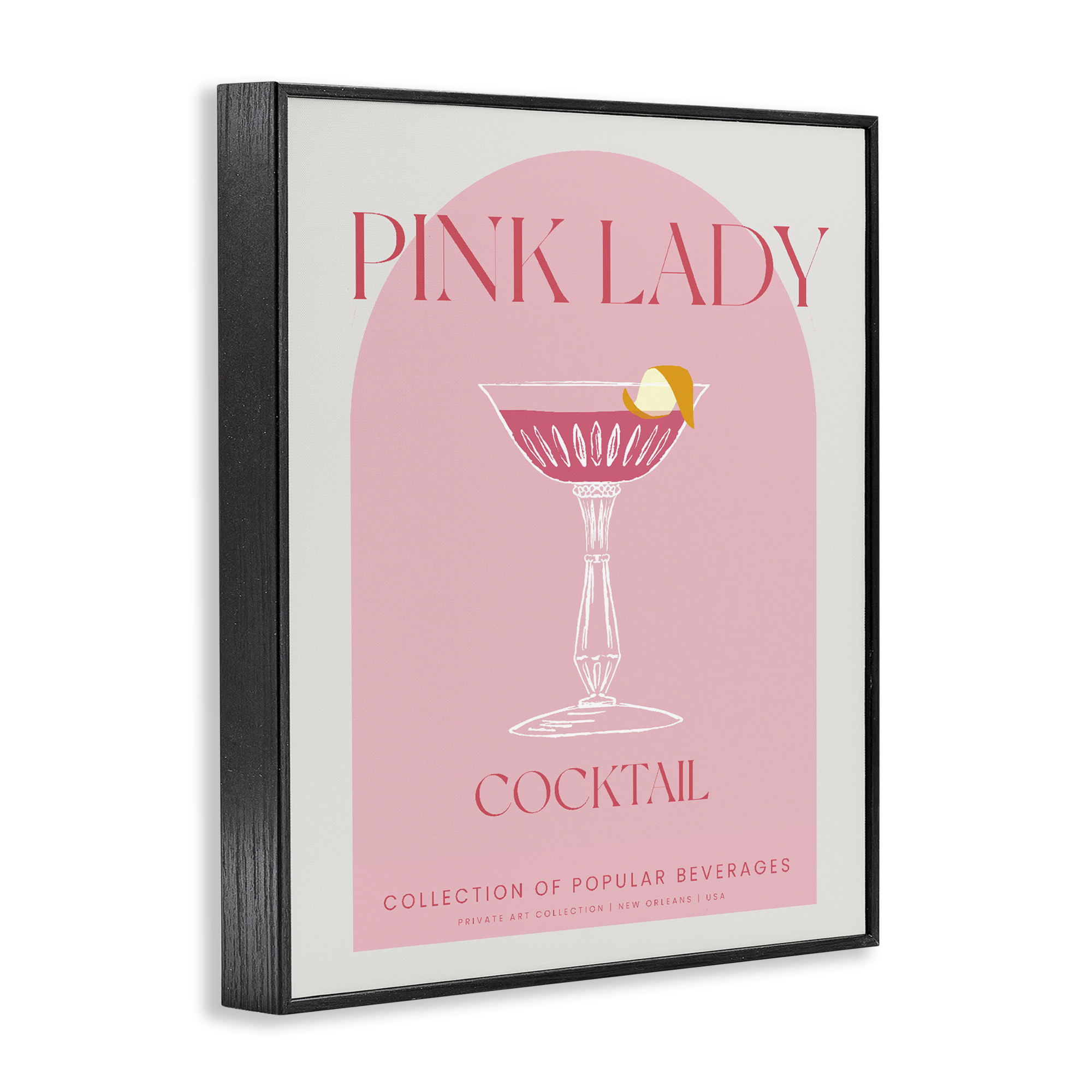 Stylish Retro Pink Lady Black Framed Giclee Art, design by Lil' Rue