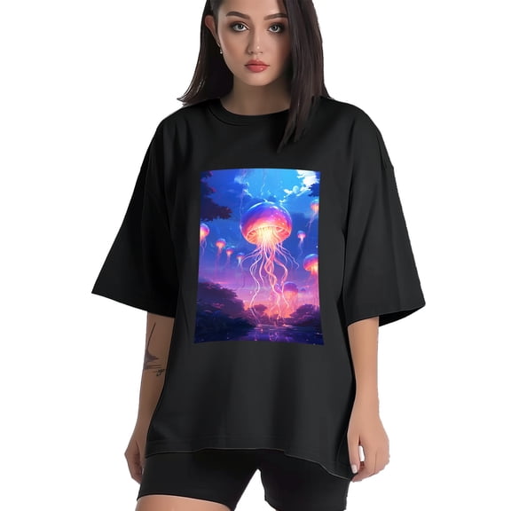 Plus Size Shirt for Women Black Tops for Women Short Sleeves Shirt for Women Sunset T Shirt Crewneck Shirt for Women XL