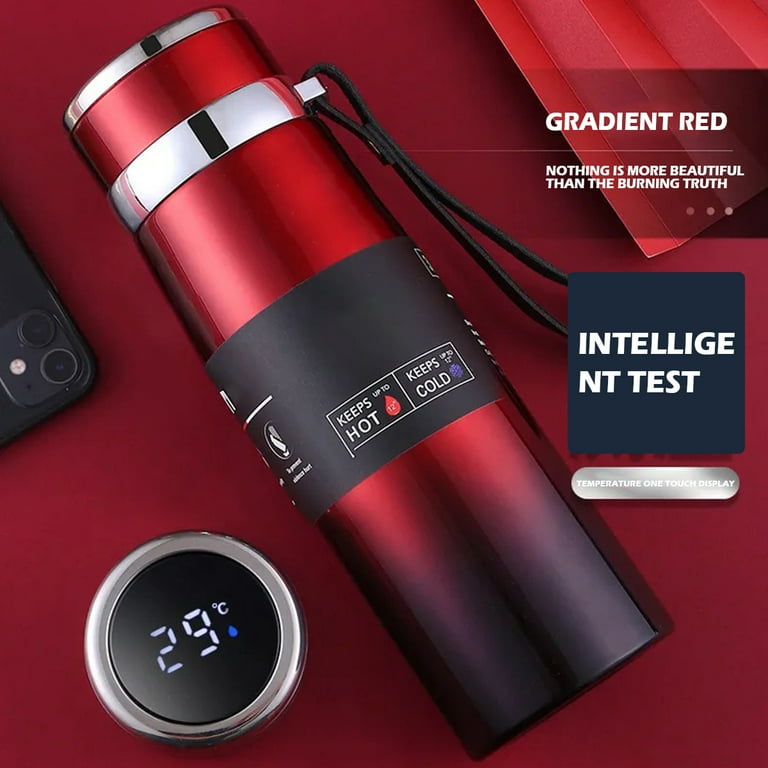 Insulated Water Bottle 1L Stainless Steel BPA Free Vacuum Flask with  Temperature Display Leak-proof Thermos Cup Hot and Cold Drink Mug for  Travel Sport Home Office 