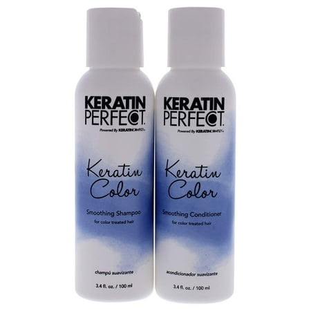 Keratin Perfect Color Travel Duo, Shampoo & Conditioner- For Color Treated Hair, Softens & Protects - Prolongs Keratin Treatment, No Added Sulfates/Sodium Chloride, 3.4 Oz