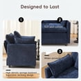 thumbnail image 5 of Lovableguy Modern Oversized Accent Chair with Ottoman,Chenille Deep Seat Upholstered Armchair,Comfy Single Sofa Couch for Living Room Bedroom Office Apartment,Blue, 5 of 7